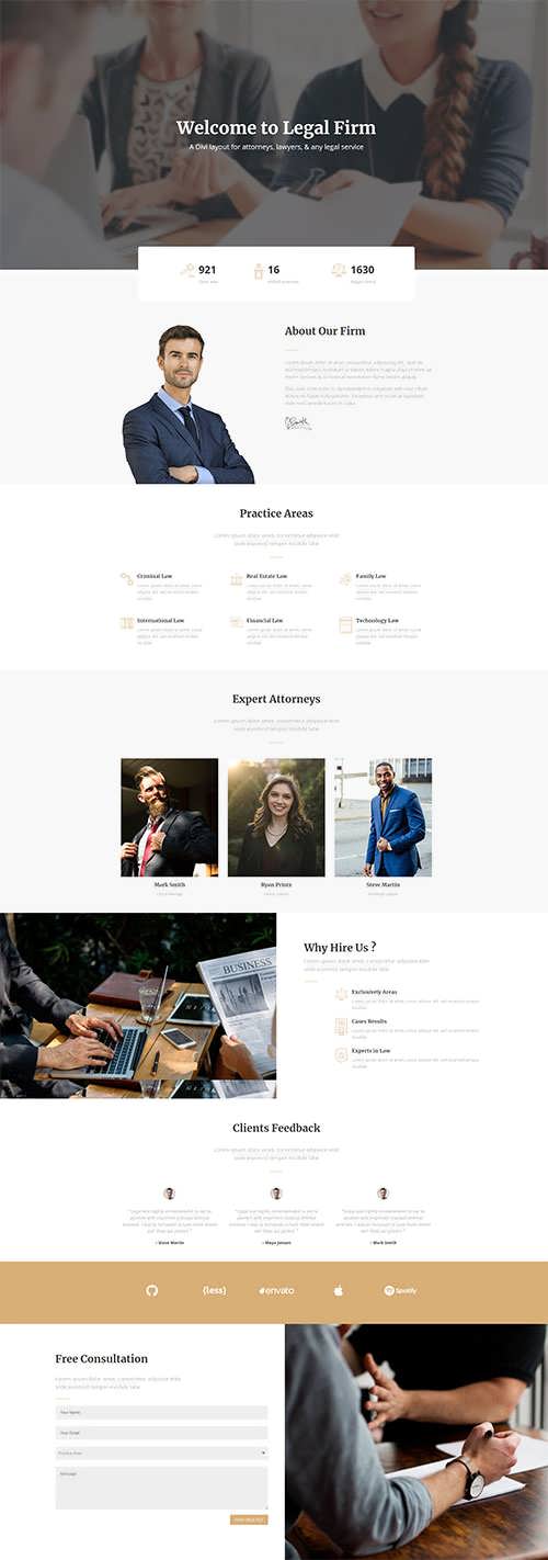 Legal Landing Page Layout