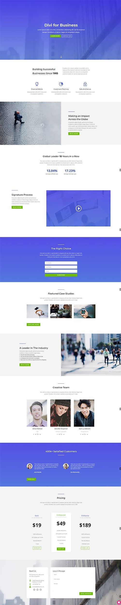 divi business layout free