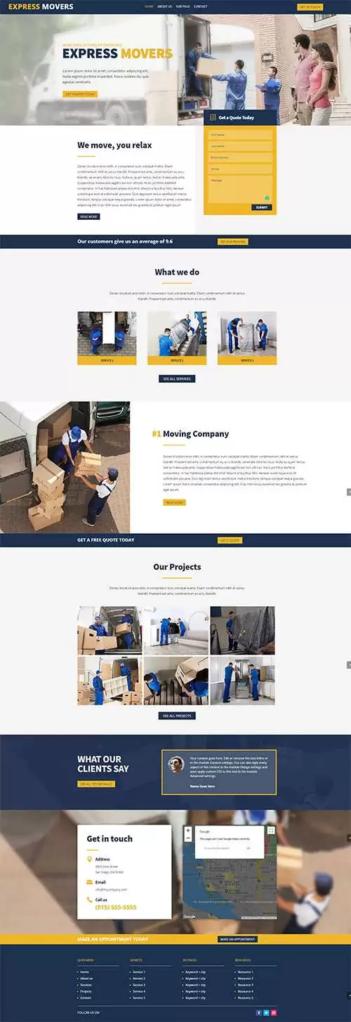 Express Movers a Free Divi Layout