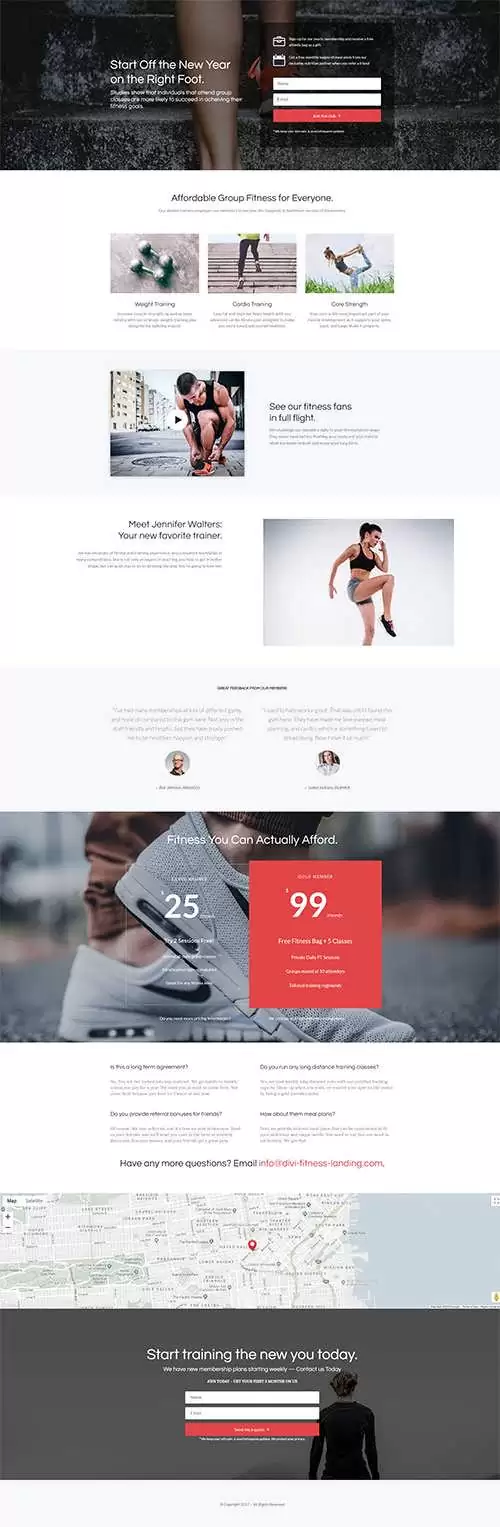 Fitness Landing Page Layout