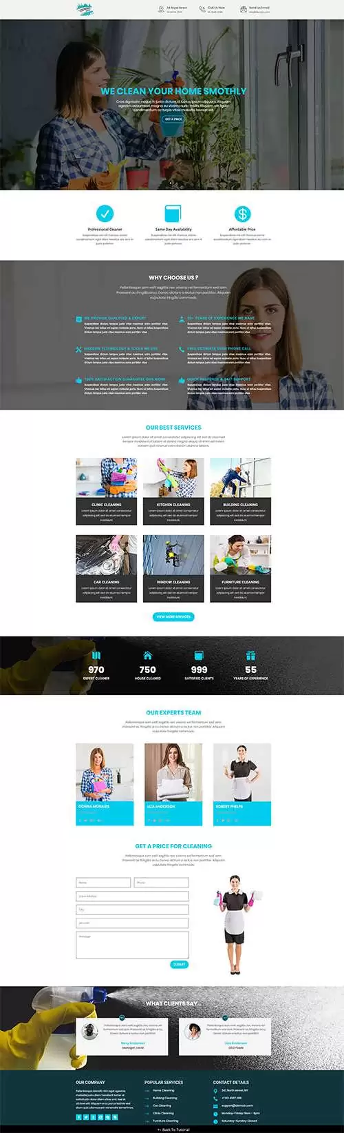 Free Divi Cleaning Services Layout