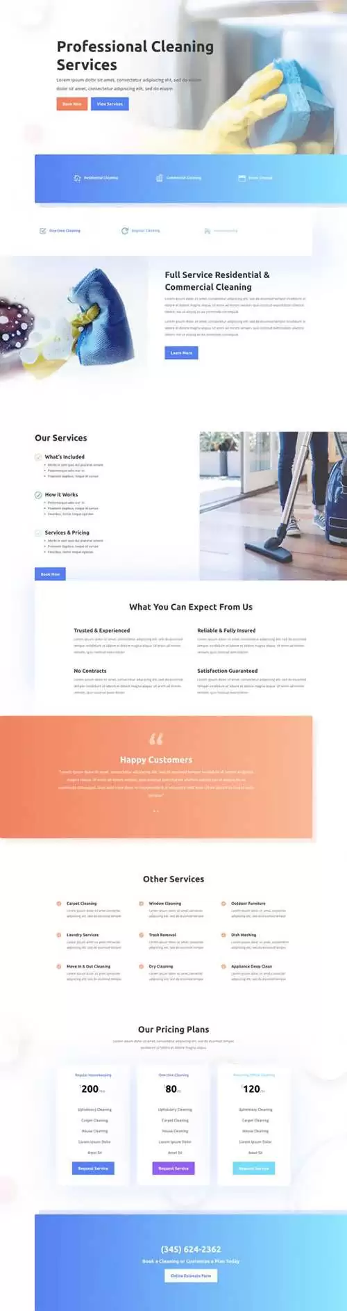 cleaning company landing page