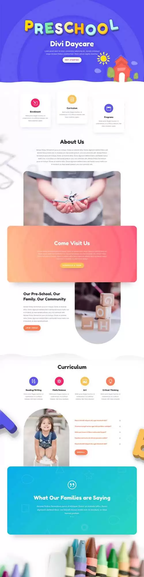 daycare landing page