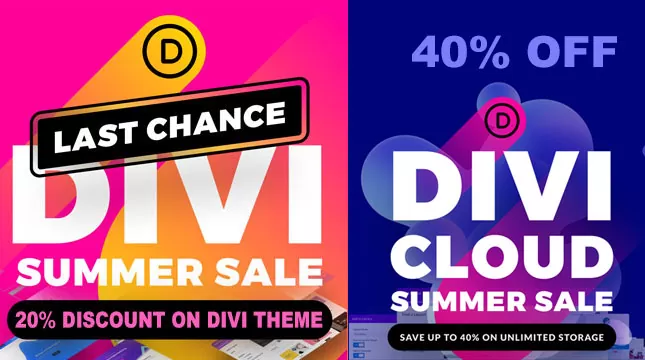Divi Summer Sale 2022 – 20% off Divi Theme and 40% off Divi Cloud